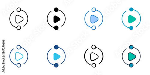 smart play icons set multiple style vector collection. 
