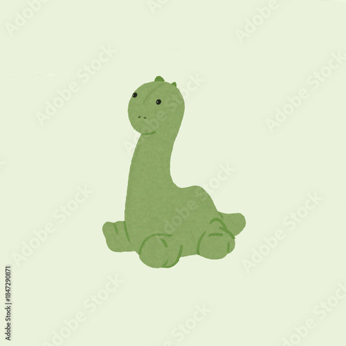 Soft Green Dinosaur Plush Illustration: A hand-drawn illustration of a soft green dinosaur plush toy.