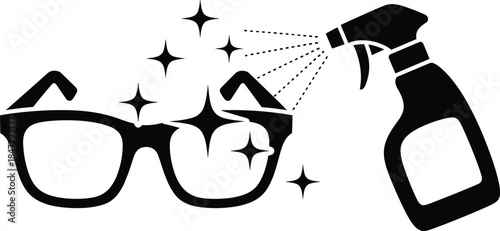 Cleaning Glasses Spray Bottle Vector Illustration Eyeglasses Lens Cleaner Optometry Graphic