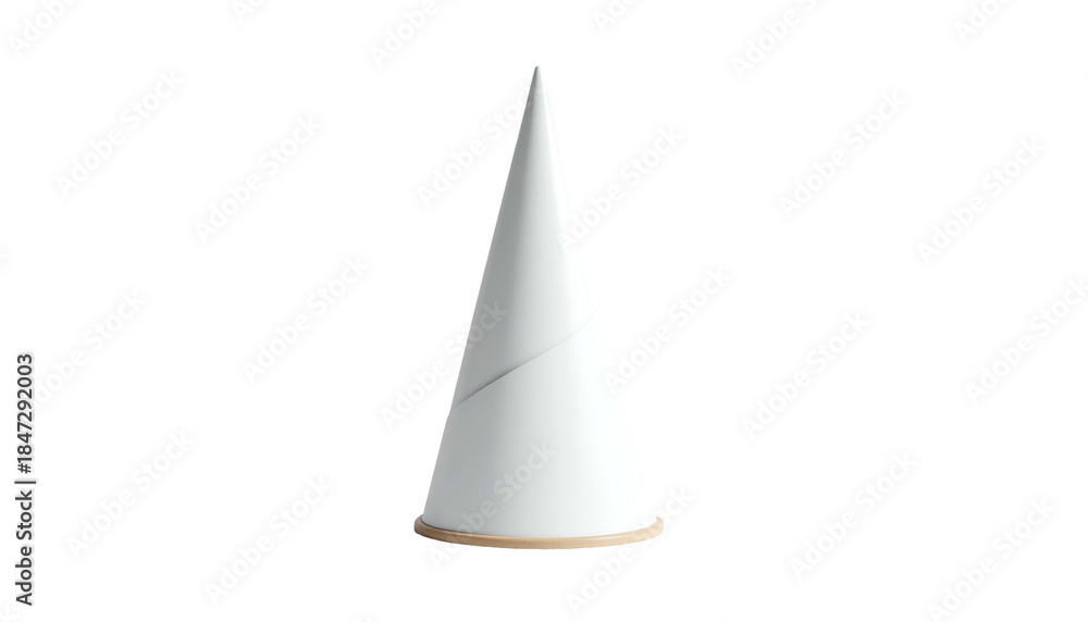 Fototapeta premium A simple, isolated, upright conical shape on a black background, with a tan base