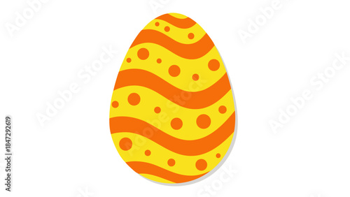 Bright Yellow and Orange Striped Easter Egg with Polka Dots