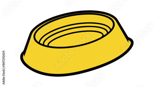 Bright Yellow Pet Bowl Icon - Clean Vector Graphic