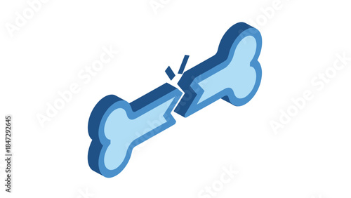 Broken Bone Icon - Isometric Blue Design