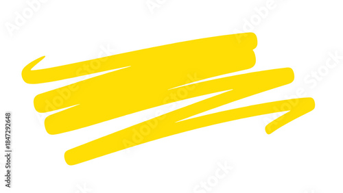 Bright Yellow Swoosh Marker Stroke on White Background