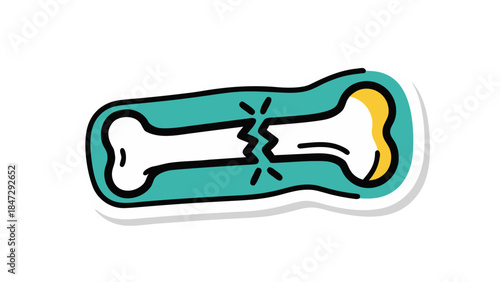Broken Bone Icon: Cartoon Illustration of Fracture