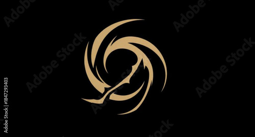 Golden font letter c featuring a tribal tattoo pattern and floral ornament decoration in a gold swirl design element butterfly shape logo symbol