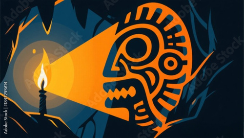 Abstract vector illustration of urban city wall graffiti featuring a creative pattern design with nature elements like trees and fish in a decorative drawing art style