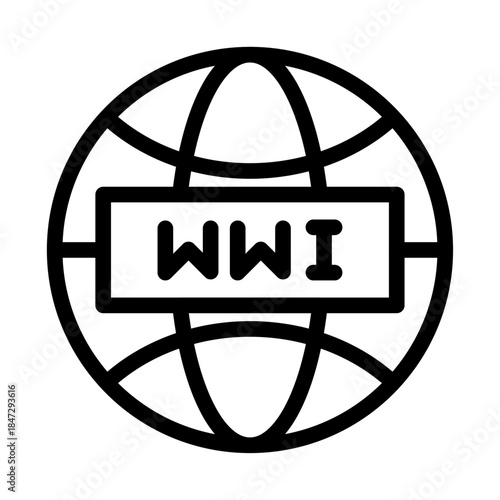 WWI Global Theater Line Icon of World War I Icon Set