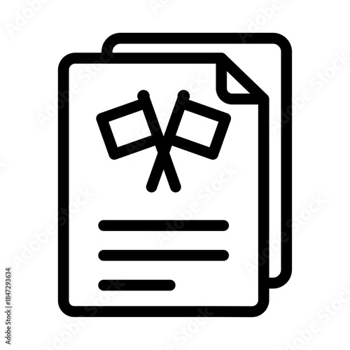 War Documents Line Icon of World War I Icon Set