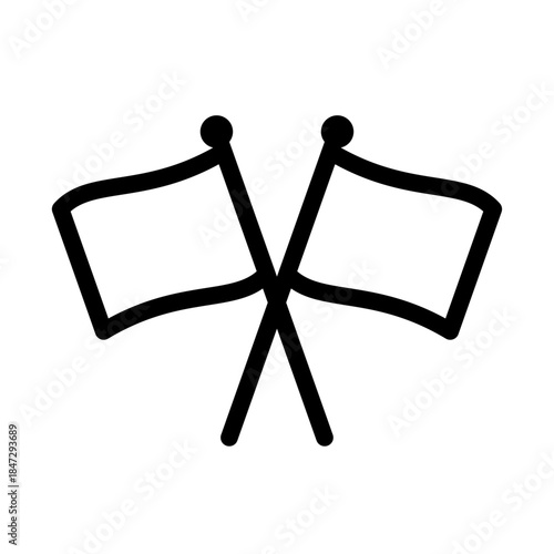 War Flags Line Icon of World War II Icon Set