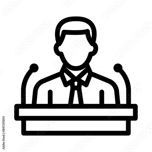 Public Speaker Line Icon of Political Science Icon Set