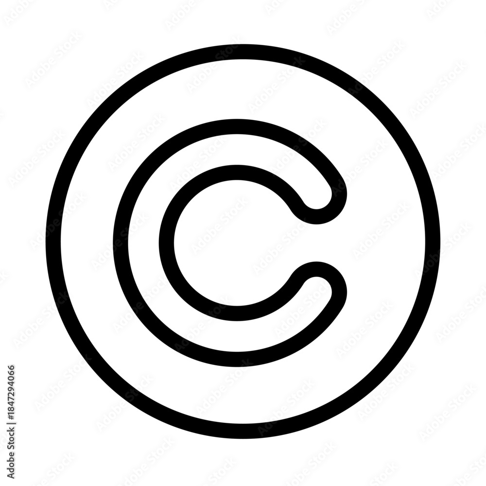 Fototapeta premium Copyright Symbol Line Icon of Intellectual Property Law Icon Set