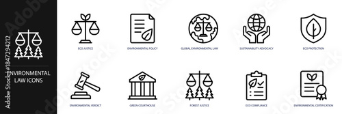 Environmental Law Line Icon Set