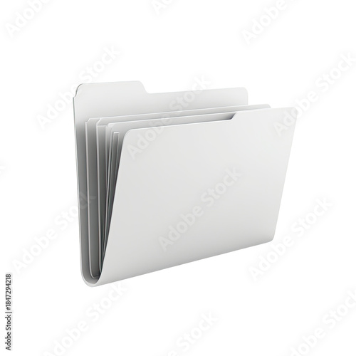 3D rendered gray file folder with documents on black background