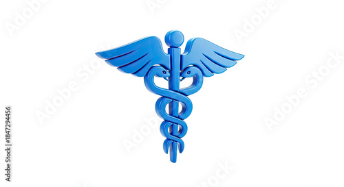 Blue caduceus symbol for healthcare and medical concepts