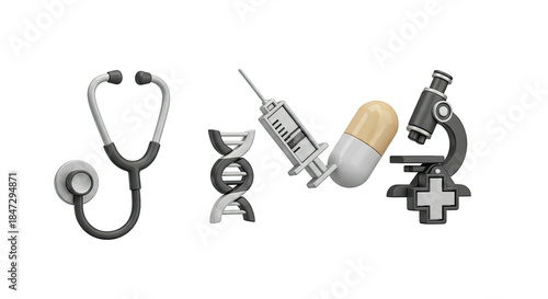 Medical healthcare science research equipment tools 3 d render illustration