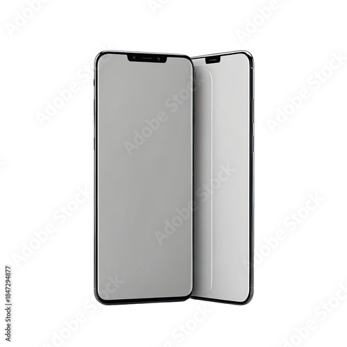 Modern smartphones, side-by-side, display sleek design with curved edges and black frames