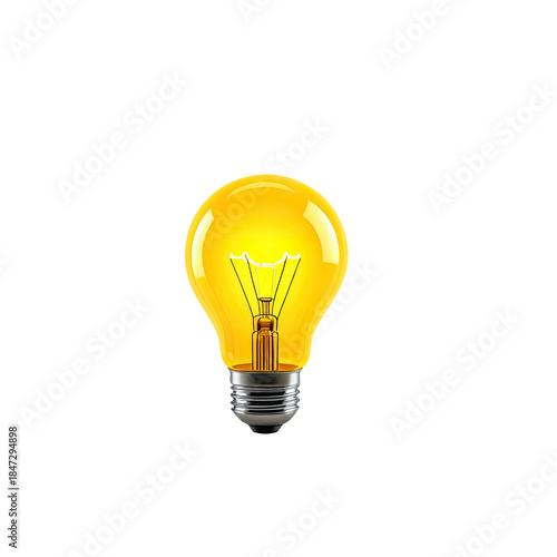 Glowing yellow lightbulb against black background, symbolizing ideas