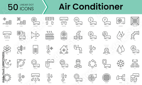 Set of air conditioner icons. Line art style icons bundle. vector illustration