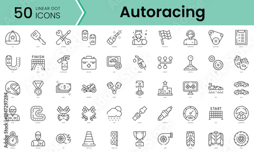 Set of autoracing icons. Line art style icons bundle. vector illustration