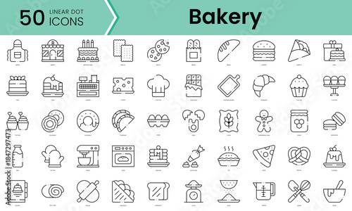 Set of bakery icons. Line art style icons bundle. vector illustration