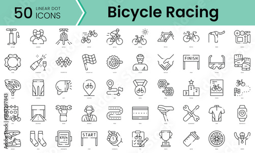 Set of bicycle racing icons. Line art style icons bundle. vector illustration