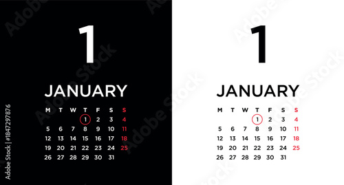 2026 calendar page showing January 1