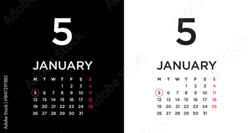 2026 calendar page showing January 5