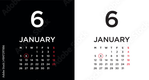 2026 calendar page showing January 6