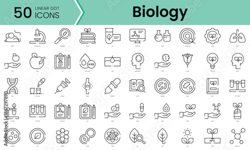 Set of biology icons. Line art style icons bundle. vector illustration