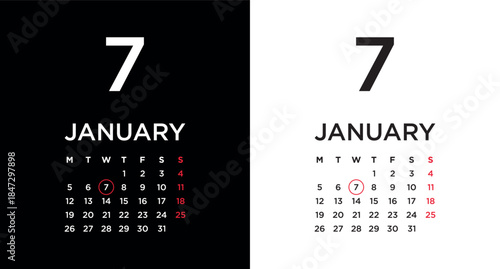 2026 calendar page showing January 7