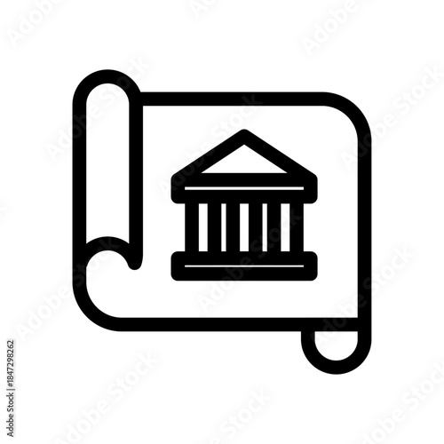 Restoration Plans Line Icon of Historical Preservation Icon Set