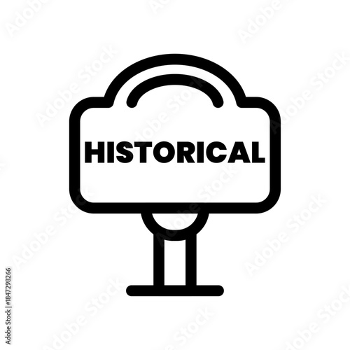 Historical Signage Line Icon of Historical Preservation Icon Set