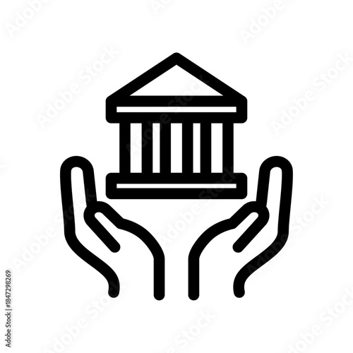 Monument Care Line Icon of Historical Preservation Icon Set