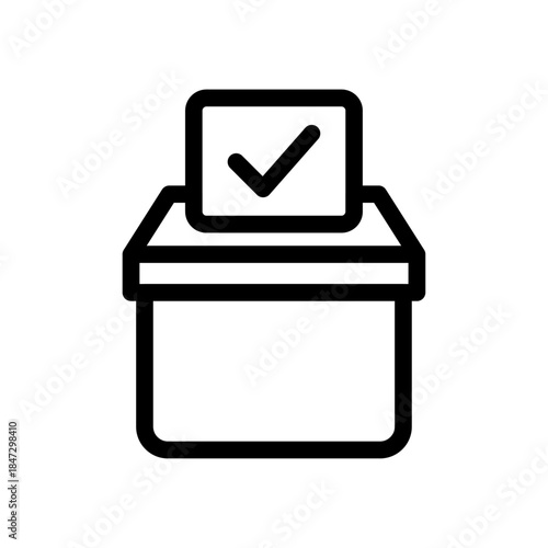 Ballot Box Line Icon of Public Opinion Polls Icon Set