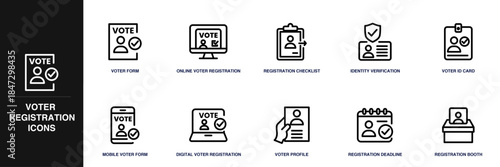 Voter Registration Line Icon Set