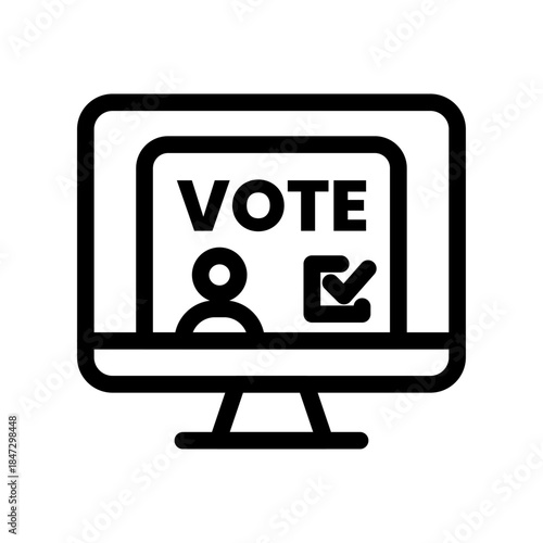 Online Voter Registration Line Icon of Voter Registration Icon Set