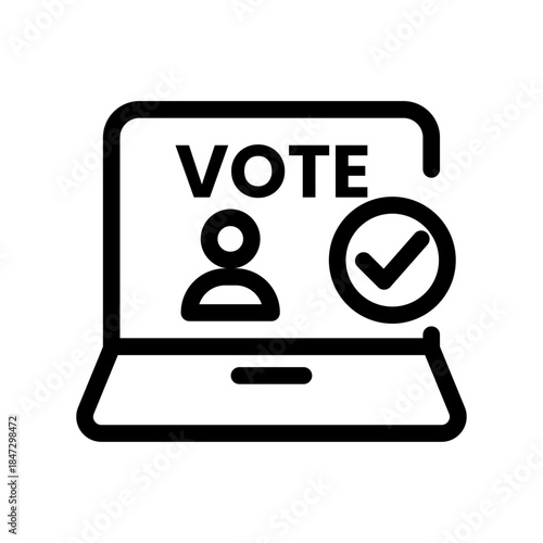 Digital Voter Registration Line Icon of Voter Registration Icon Set
