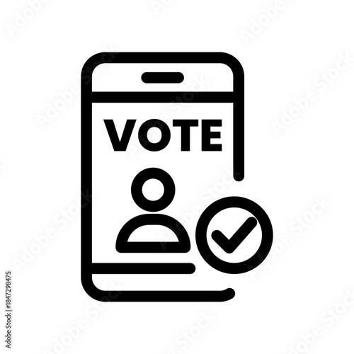 Mobile Voter Form Line Icon of Voter Registration Icon Set