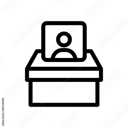 Registration Booth Line Icon of Voter Registration Icon Set