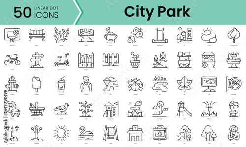 Set of city park icons. Line art style icons bundle. vector illustration
