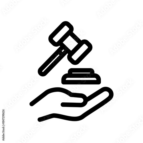 Gavel Support Line Icon of Testimony & Witnesses Icon Set