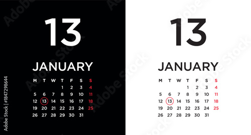 2026 calendar page showing January 13