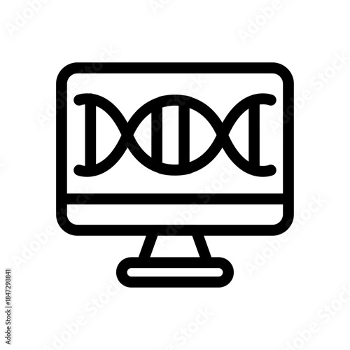 Digital DNA Analysis Line Icon of DNA Analysis Icon Set