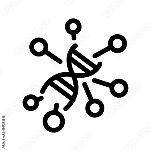 Genetic Network Line Icon of DNA Analysis Icon Set