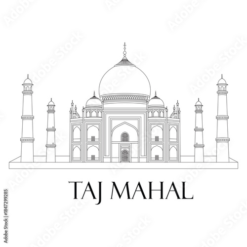 Taj Mahal line art vector illustration