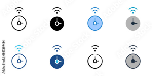 smart clock icons set multiple style vector collection. 
