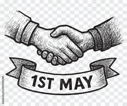 Solidarity Handshake Sketch for International Workers' Day