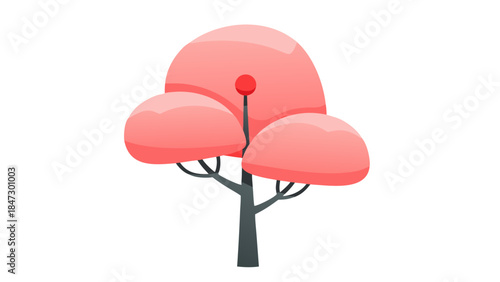 Cute Pink Cartoon Tree Illustration