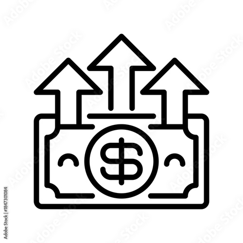 Money Transfer Line Icon, Outline Symbol for Digital Payment, Fund Movement, Financial Exchange, Account Transaction, and Online Processing. Vector Sign Icon.